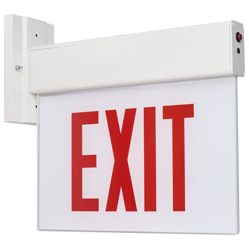 Enseigne de sortie Edge éclairée, boîtier blanc approuvé 120-277 V, support de surface simple