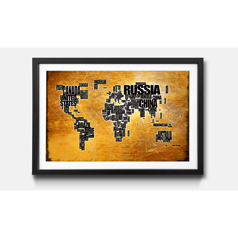 Weltkarten Worldmap No.6 - Single Picture Frame Print, 60cm H x 80cm W x 2.2cm D