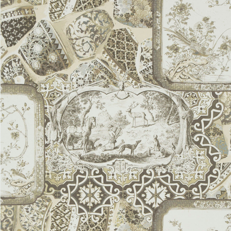 32.8' L x 26.97" W Wallpaper Roll, Silver/Taupe