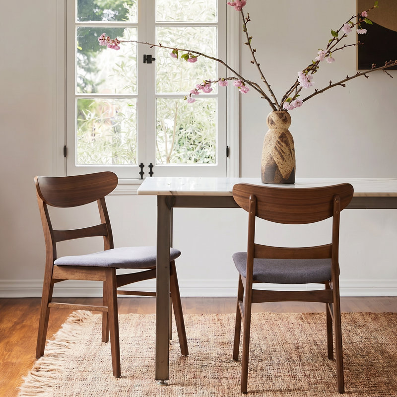 Chaises de salle à manger rembourrées avec cadre rembourré Armgart, 2, Dark Grey/Walnut