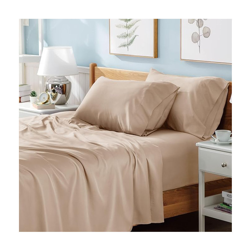 Ranarda Cotton Blend Percale Flat Sheet, Beige, Double (4'6)