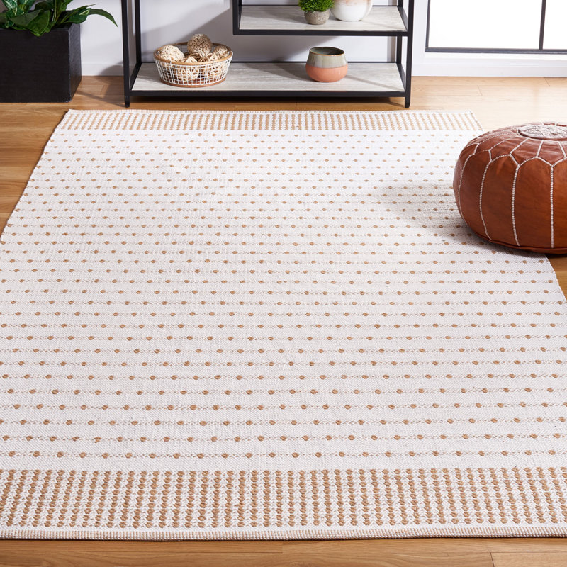Aitken Flat Weave Cotton Geometric Rug, Round 6'