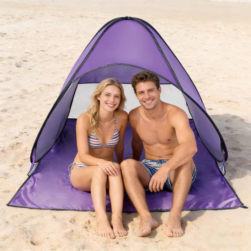 Abri de soleil tente de camping pour 2 personnes avec fenêtre de ventilation UPF50 + mauve, Mauve