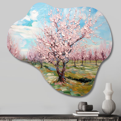Vangogh Blooming Cherry Trees - Vangogh Cloud Shape Asymmetric Metal Wall Sculpture
