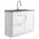 Modern Wide Shaker 46"W Utility Sink & Laundry Cabinet with High-Arc Facet and Stainless Steel Sink, White