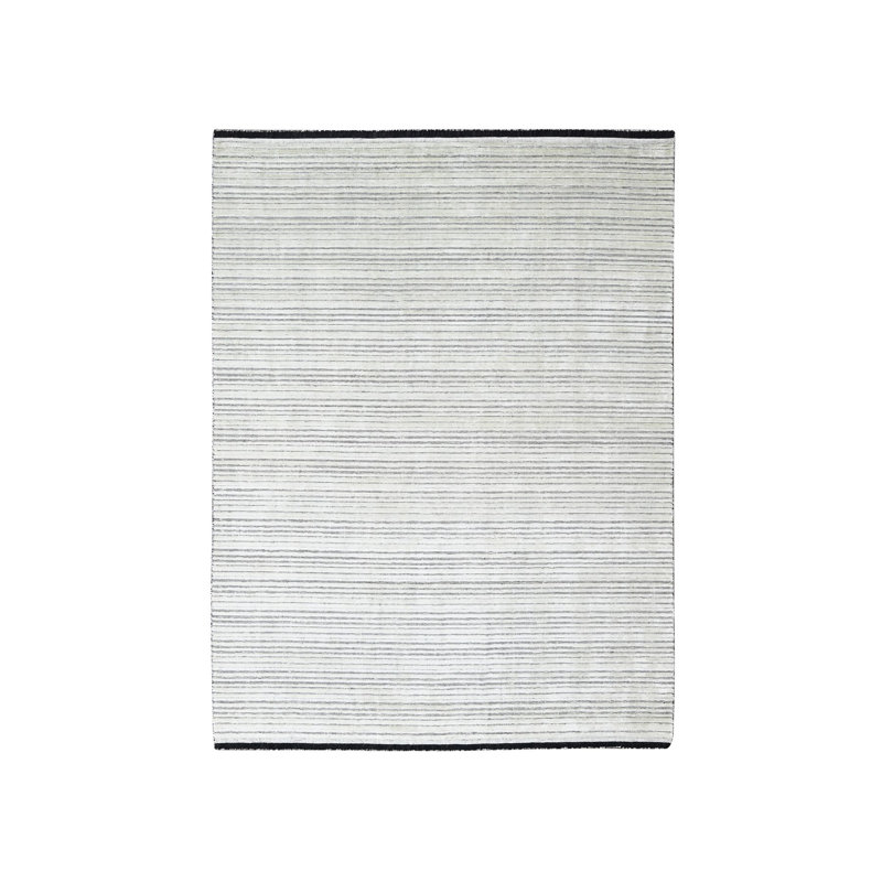 Tapis oriental ivoire en laine et en soie tissé à la main de conception moderne 7 pi 10 po x 10 pi 039IE64DBFF74537AD1057ACA0ED4A8