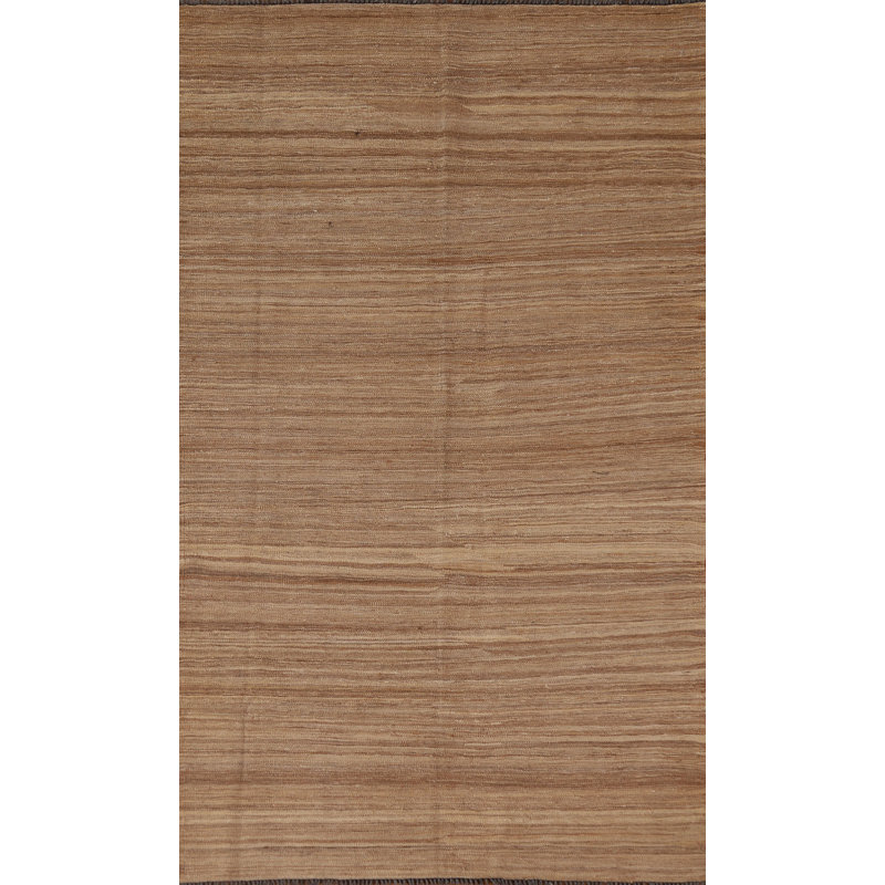 Tapis unique en laine noué à la main brun / beige nouvel âge 4 pi x 6 pi 7 po