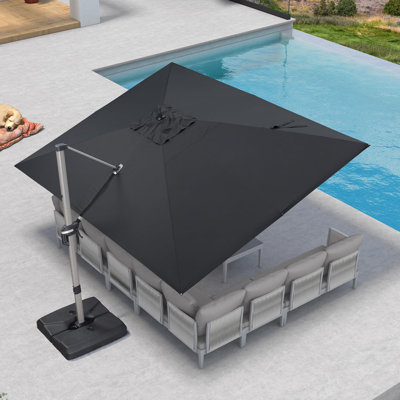 10'×13' Outdoor Aluminum Cantilever Umbrella with 360° Rotation, Aluminum Large Offset Umbrella for Outdoor Garden Pool, Black