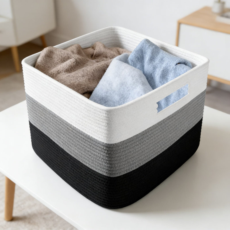 Foldable Storage Baskets With Handles, 3-Pack Cotton Blend Fabric Bins For Home Organization, Toys, Clothes, And Shelves