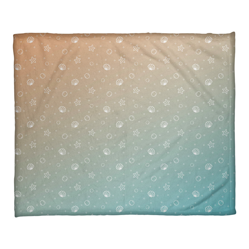 Couverture Katelyn Elizabeth Seashell, l 52,5 po x L 62,5 po, Jaune / Bleu