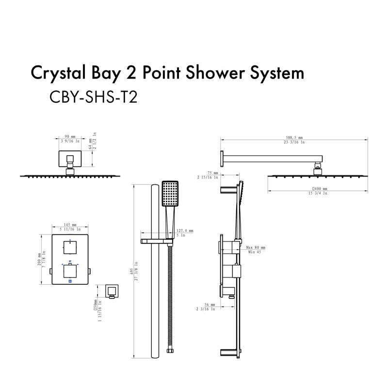 Thermostatic Complete Shower System, Matte Black