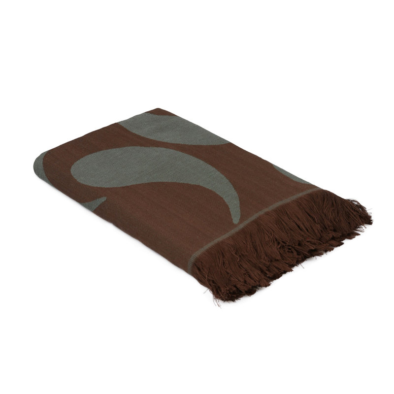 Serviette de plage 100% coton Farwell, Vert / brun