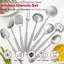 Ensemble 9 pièces d'ustensiles de cuisine, ensemble d'ustensiles de cuisine en acier inoxydable 304, accessoires de cuisine en métal, comprend une louche à soupe, une cuillère écumoire, une cuillère à spaghetti et une spatule, va au lave-vaisselle