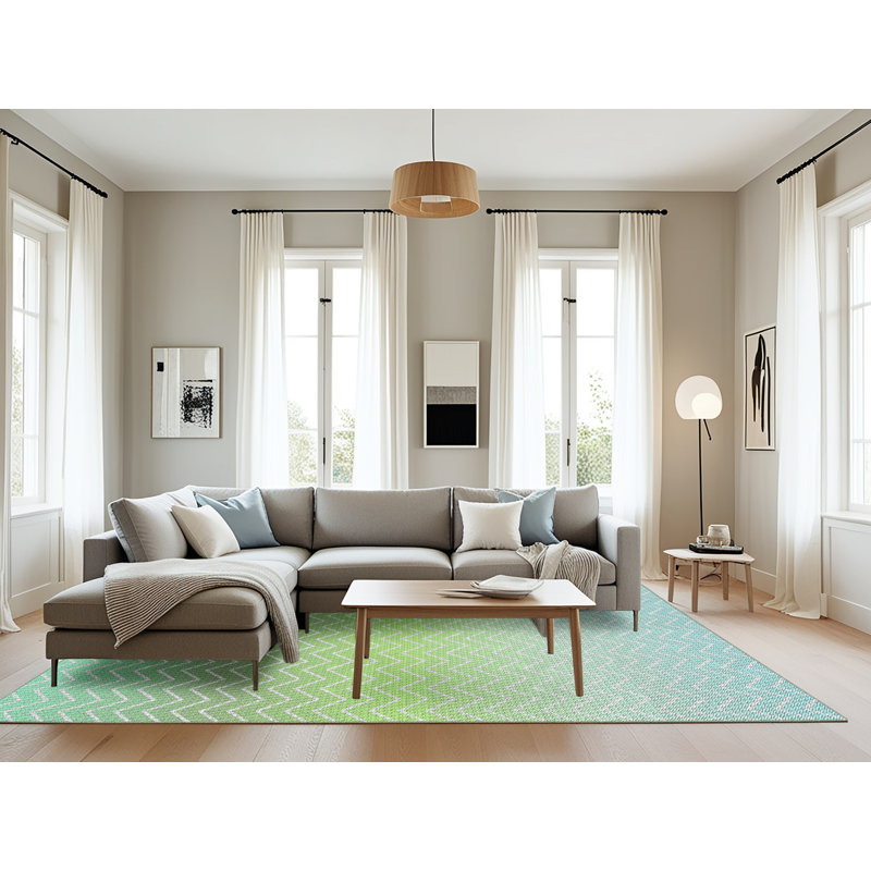 Tapis gris / vert Oswaldo, Rectangle 8 pi x 10 pi