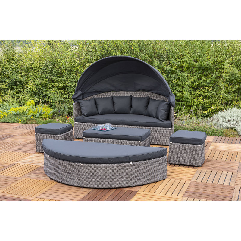 Doyt 180cm Wide Circular Wicker Patio Daybed with Cushions