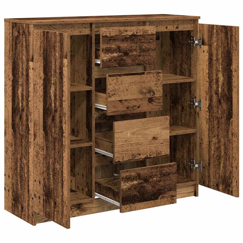 Sideboard With Drawers 100.5X35x98.5 Cm Engineered Wood, Old Wood