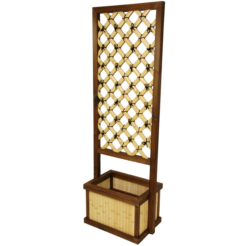 Japanese  Bamboo Planter Box with Trellis