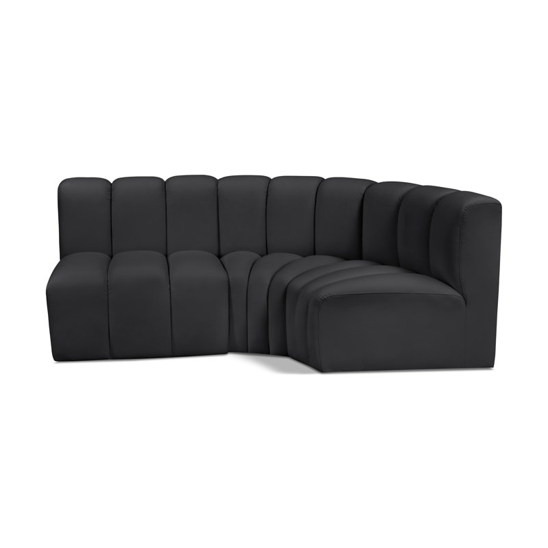 Canapé en cuir végétalien 84 po Hird, Cuir végétalien noir