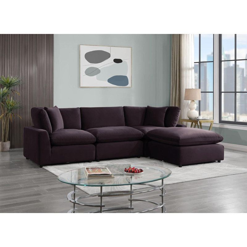 Canapé modulaire, Orienté à droite, Velours prune