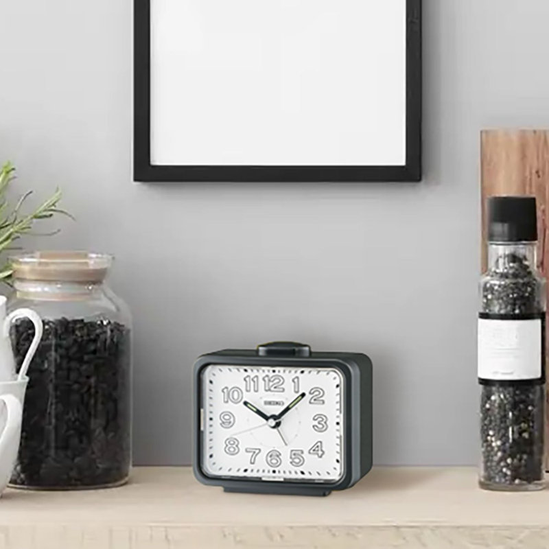 Seiko Black Analog Quartz Alarm Clock with LumiBrite Hands