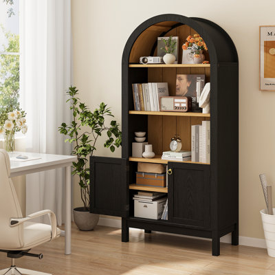 Bibliothèque autoportante 70,5 "x H 30,5" avec tablettes et armoire, présentoir de rangement moderne pour la chambre à coucher, le salon, le bureau personnel