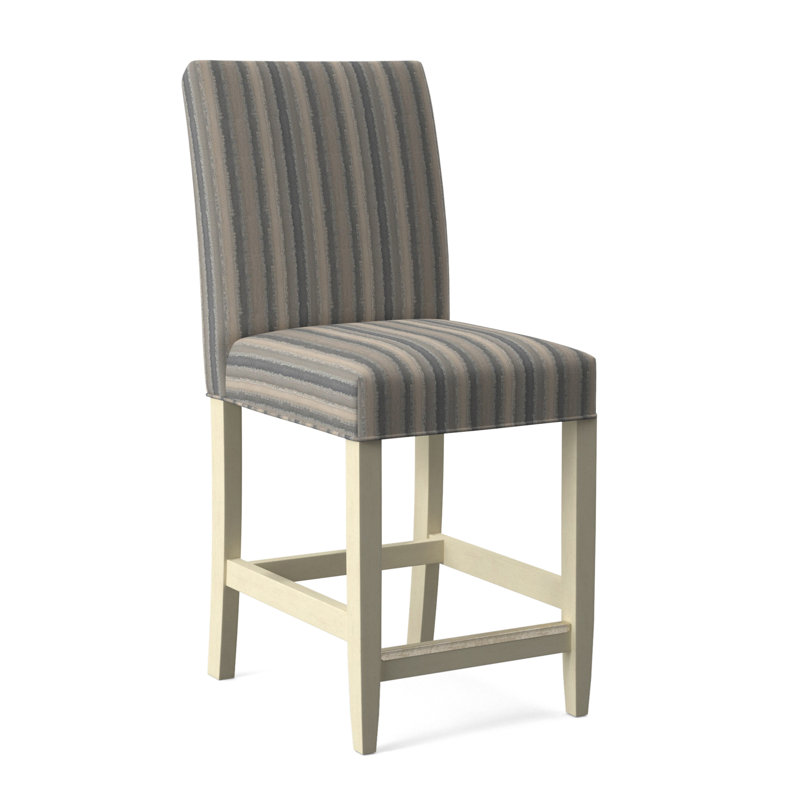 Manhattan Upholstered Stool with Solid Wood Frame, Bisque Finish, White Performance Fabric; 0851-94