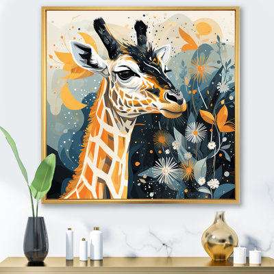 Yellow And Blue Creative Giraffe Groove I - Giraffe Animal Wall Art