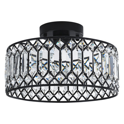 Plafonnier moderne à tambour de cristal à une lumière de 11,4 po
