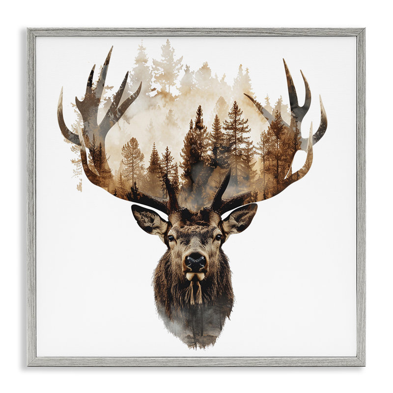  Art de giclée de silhouette de forêt de cerfs par LSR Design Studio, H 24 po x l 24 po, Estampe numérique Farmhouse