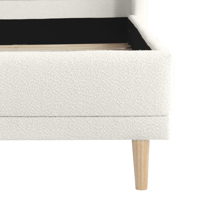 Tête de lit tapissier rembourrée avec tissu et tête de lit à oreilles, coins arrondis, blanc, Très grand lit