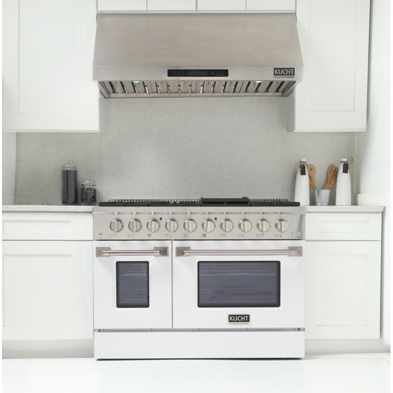 Kucht 48'' W Dual Fuel Range, White, Natural Gas