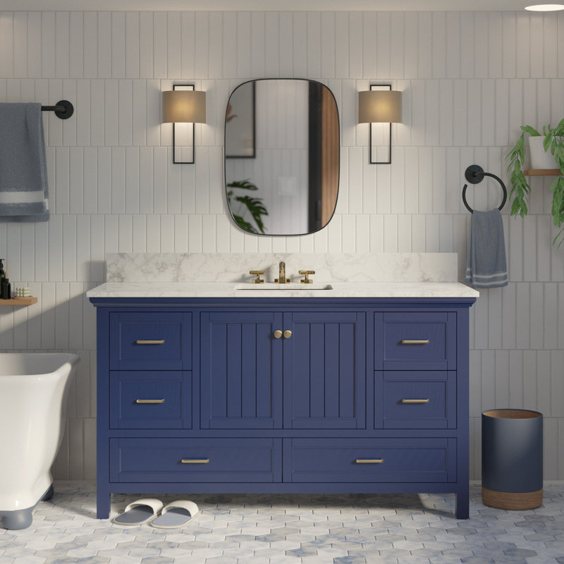 Ensemble de meuble-lavabo simple 60 po Maven, Bleu royal