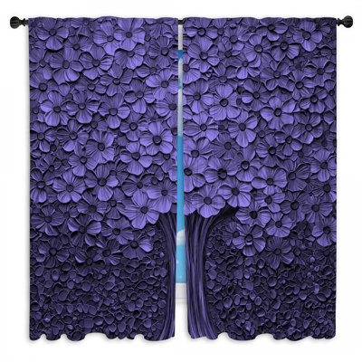 Rideaux mauves à motif floral mauve et obscurcissant - 2 panneaux