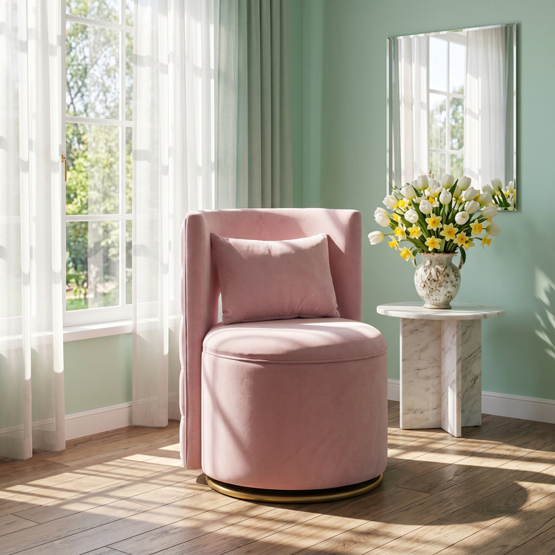 Fauteuil d'appoint pivotant en velours l 20,67 po x P 22,83 po x H 30,12 po Aurelia