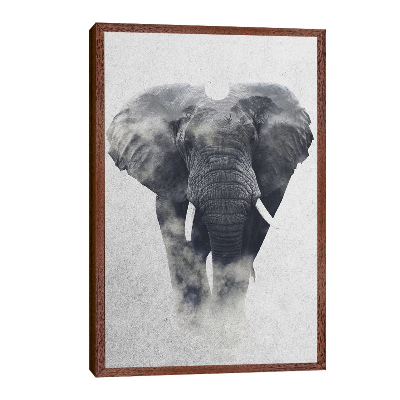 Elephant by Andreas Lie - Floater Frame Print on Canvas, 101.6 cm H x 66.04 cm W, Brown Framed