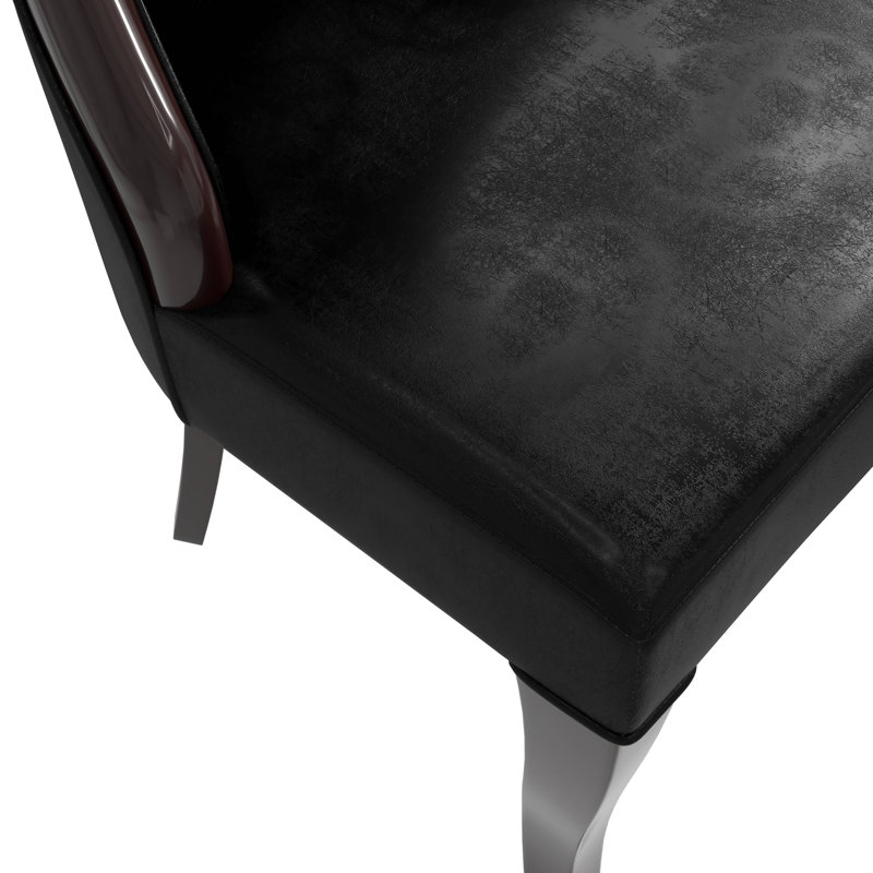 Miramar Upholstered Dining Chair With Rubberwood Legs And High-Back Design, Black, 1