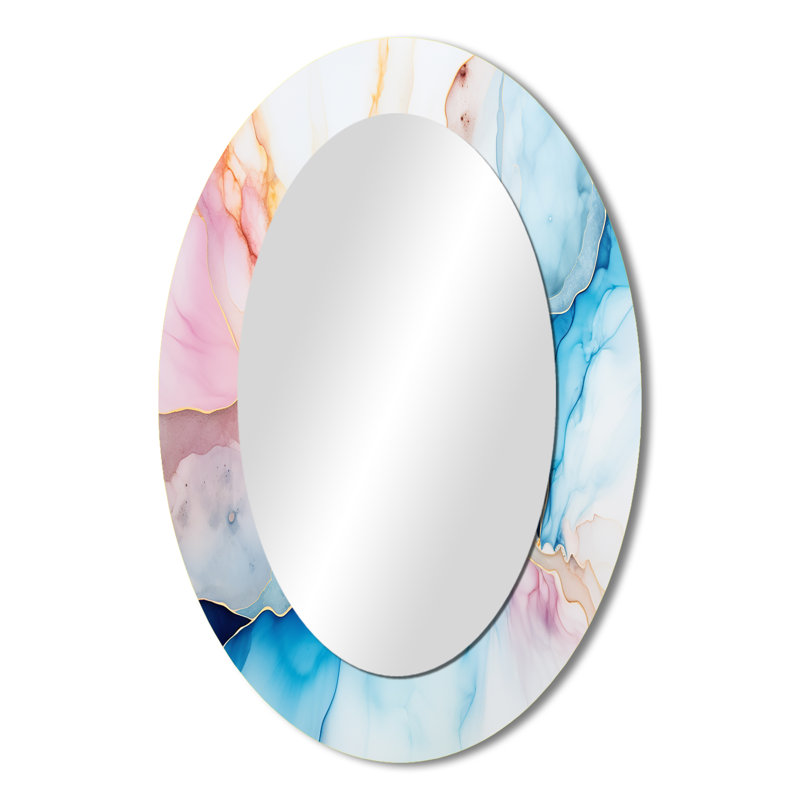 Miroir mural blanc et bleu Alky, H 36 po x l 24 po