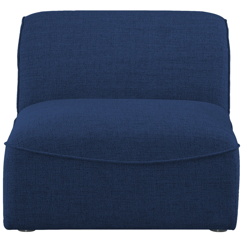 Lin sans accoudoirs gris Hollowayville, Tissu texturé en lin bleu marine