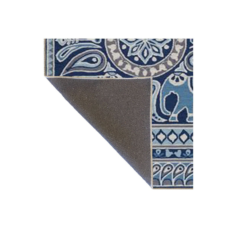 Tapis bleu délavé à motif décoratif traditionnel, Tapis de couloir 2 pi 6 po x 6 pi 7 po inclus