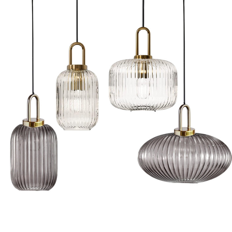 1 - Light Gold Cylinder Pendant, Smokey Grey
