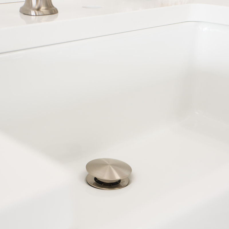 Drain escamotable de lavabo de salle de bain avec trop-plein, Nickel brossé