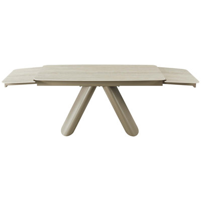 Table en pierre frittée rétractable en similicuir extensible de 63 po à 94,48 po pour 8 à 10 personnes résistante à la chaleur et résistante aux égratignures