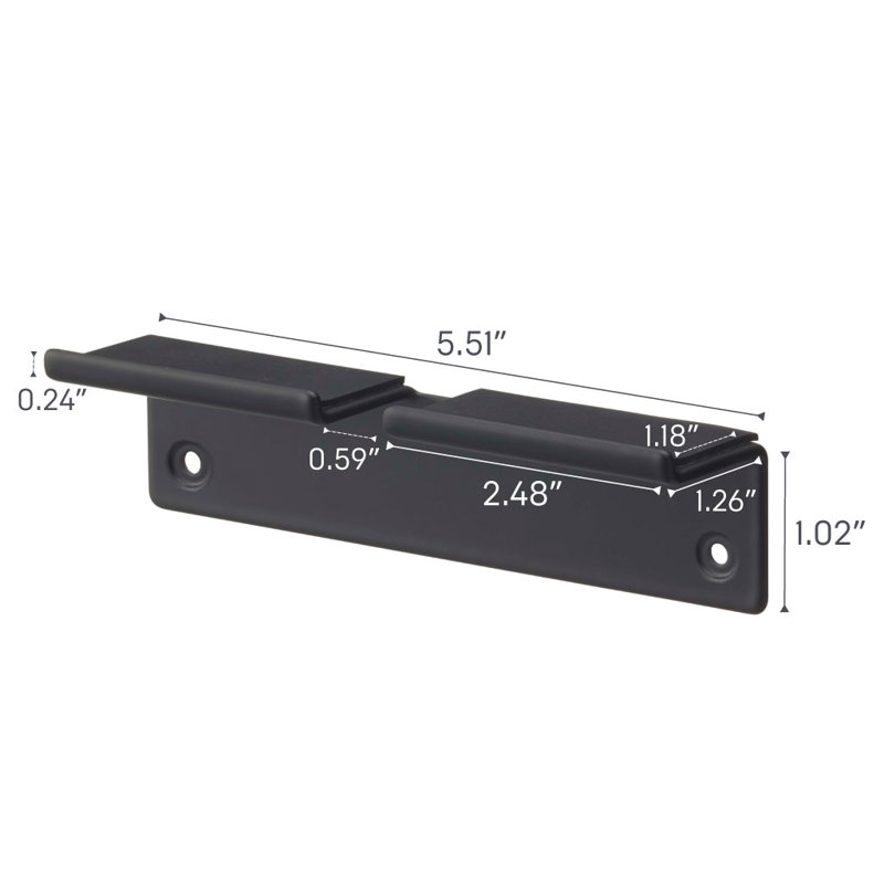 Black Steel Wall-Mounted Phone Holder with Shelving