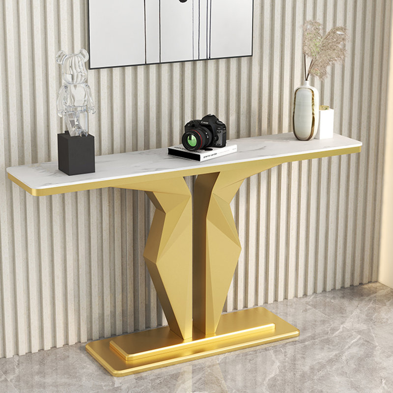 Console légère et luxueuse, Blanc, Doré
