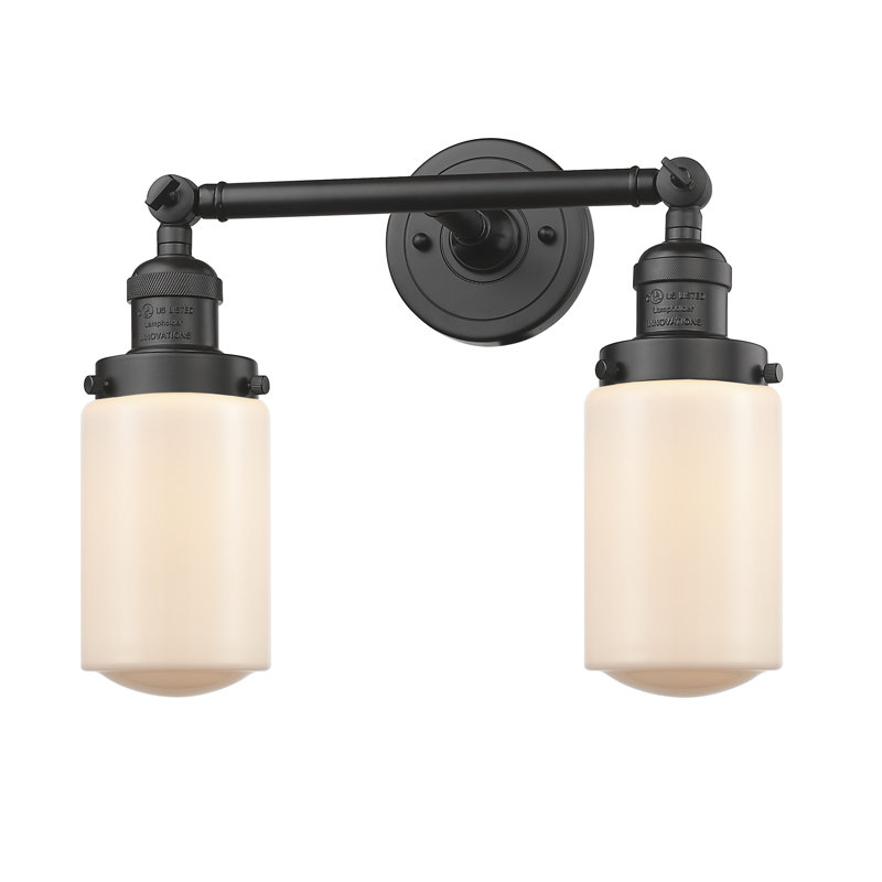 Éclairage pour salle de bain 2 lumières Saroyan, Blanc mat, Bronze huilé, Ampoule DEL rétro de 3,5 watts