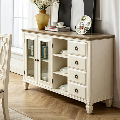 Buffet carré haut avec porte vitrée