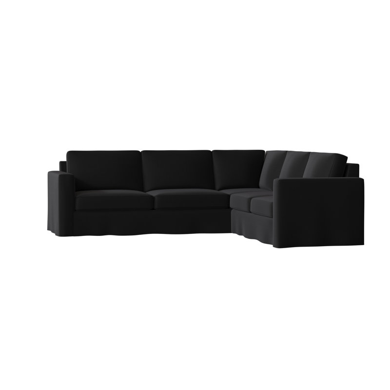 Canapé modulaire de coin large 108 po Bewley, Accoudoir à droite (vu de face), Noir d'Irlande, Noyer