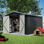 10X10 Ft Outdoor Metal Storage Shed, Black, Heavy - Duty Frame, Lockable Double Doors, All Weather For Backyard, Lawn & Patio, Ample Space Tools, Waterproof And Sloping Roof With Ventilation Openings