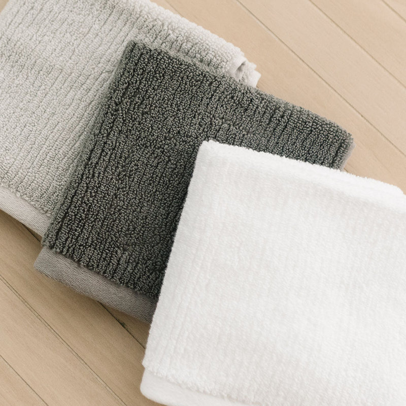 Ribbed Terry Washcloths, Dark Gray