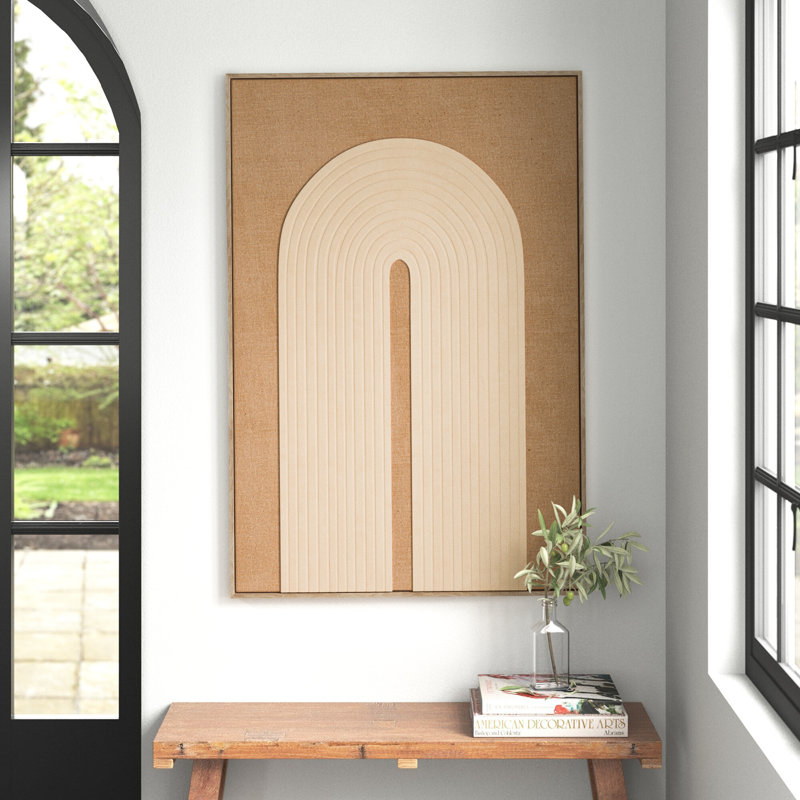 The Novogratz Polyester Geometric Living Room Framed Wall Art with Tan Layered Arch